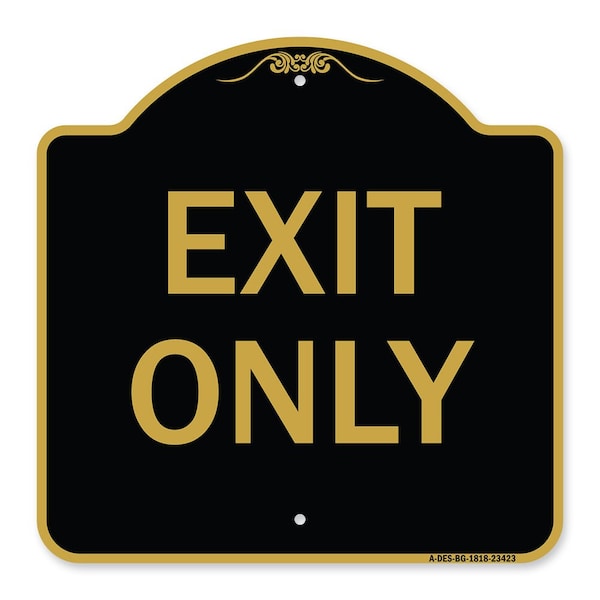 Signmission Designer Series Parking Lot Exit Only, Black & Gold Aluminum Sign, 18" L, 18" H, BG-1818-23423 A-DES-BG-1818-23423 - main